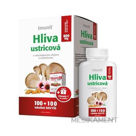 Imunit HLIVA ustricová 800 mg s rakytníkom a echinaceou 200 ks + vit C tablety 30 ks 1 set