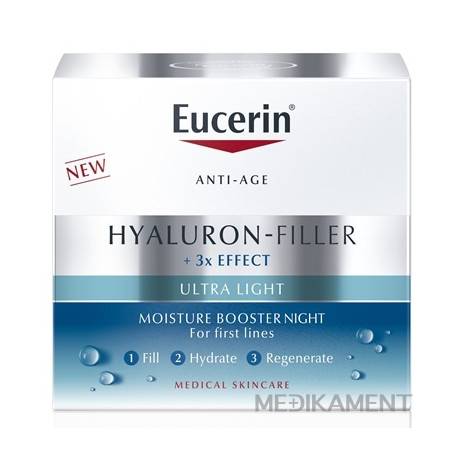 Eucerin HYALURON 3xEFFECT Nočný Hydratačný Booster anti-age ultra ľahký 50 ml