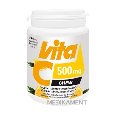 Vitabalans VITA C 500 mg CHEW žuvacie tablety s mandarínkovo-pomarančovou príchuťou 150 ks