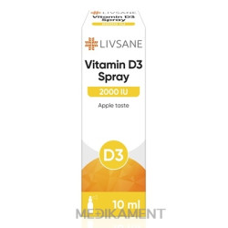LIVSANE Vitamín D3 2000 IU sprej s príchuťou jablka 10 ml