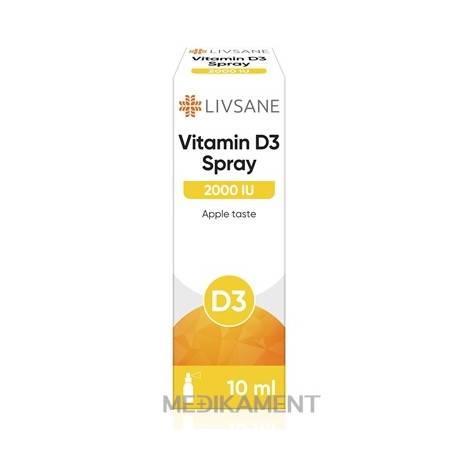 LIVSANE Vitamín D3 2000 IU sprej s príchuťou jablka 10 ml