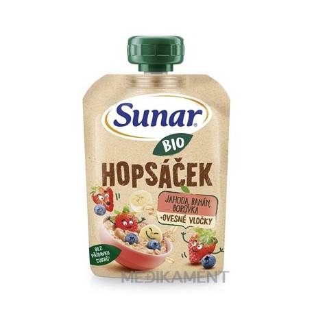 Sunar BIO HOPSÁČEK Jahoda banán čučoriedka + ovsené vločky kapsička 100 g