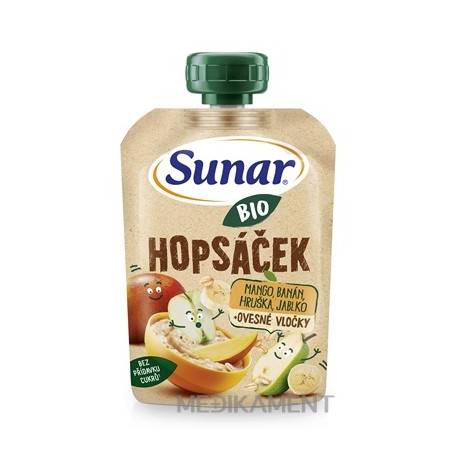 Sunar BIO HOPSÁČEK Mango banán hruška jablko + ovsené vločky kapsička 100 g
