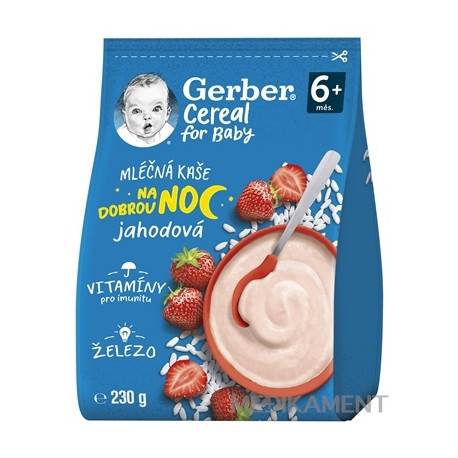 Gerber Cereal Mliečna KAŠA Dobrú noc Jahodová (od ukonč. 6. mesiaca) 230 g