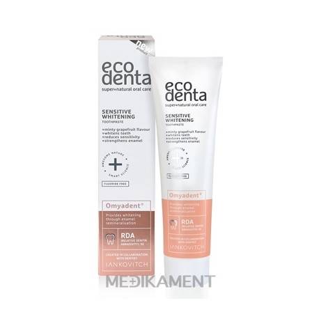 EcoDenta SENSITIVE WHITENING bieliaca zubná pasta na citlivé zuby s omyadentom 100 ml