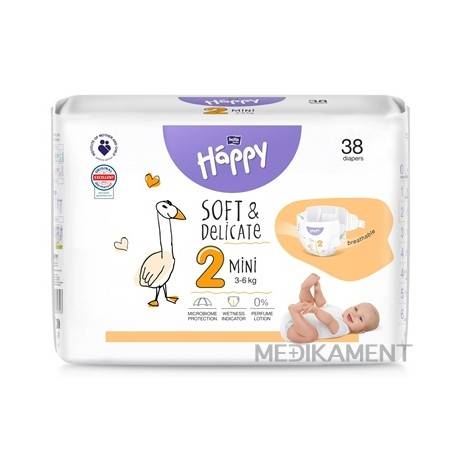 Bella HAPPY Soft&Delicate 2 Mini detské plienky (3-6 kg) 38 ks