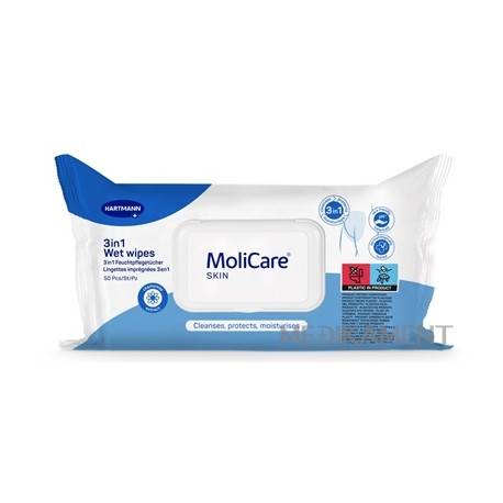 MoliCare SKIN Wet wipes 3v1 vlhčené obrúsky s harmančekom 50 ks