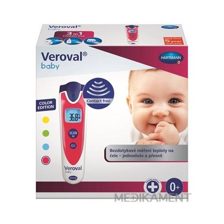 Veroval Baby Bezdotykový infračervený teplomer digitálny červený 1 ks