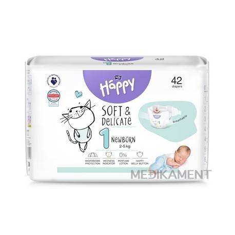 Bella HAPPY Soft&Delicate 1 Newborn detské plienky (2-5 kg) 42 ks