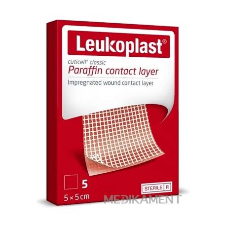 LEUKOPLAST CUTICELL CLASSIC krytie na rany s parafínovou kontaktnou vrstvou sterilné 5 ks