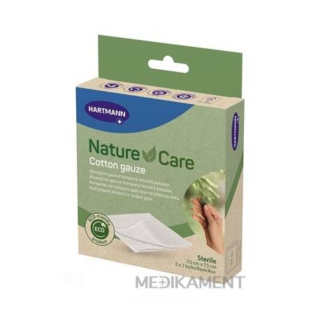 Nature Care Cotton gauze gázové kompresy 7,5 x 7,5 cm 5 x 2 ks