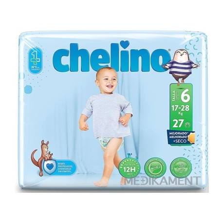 CHELINO T6 detské plienky (17-28 kg) s dermo ochranou 27 ks