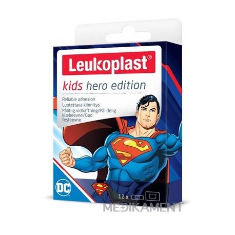 LEUKOPLAST KIDS HERO SUPERMAN náplasť na rany 2 veľkosti 12 ks
