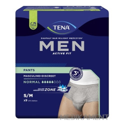 TENA Men Pants Normal Grey S/M pánske inkontinenčné spodné prádlo sivé 9 ks