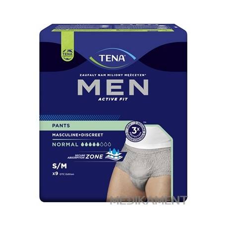 TENA Men Pants Normal Grey S/M pánske inkontinenčné spodné prádlo sivé 9 ks