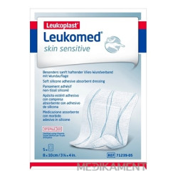 LEUKOPLAST LEUKOMED SKIN SENSITIVE krytie s vankúšikom náplasť sterilná 8 x 10 cm 5 ks