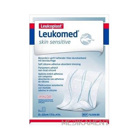 LEUKOPLAST LEUKOMED SKIN SENSITIVE krytie s vankúšikom náplasť sterilná 8 x 10 cm 5 ks