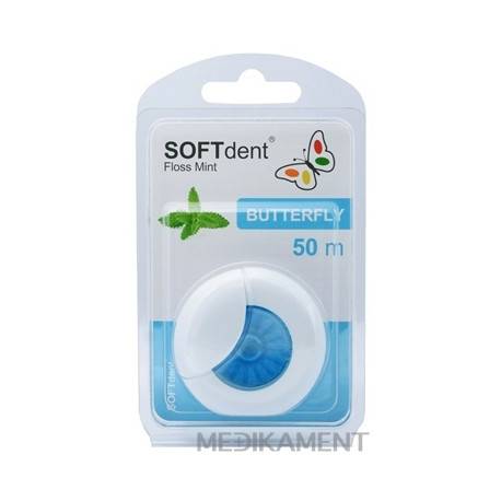SOFTdent Dentálna niť s mätou Butterfly 50 m 1 ks