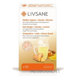 LIVSANE Horúci zázvor + med + citrón vrecúška prášok na prípravu nápoja 10 ks