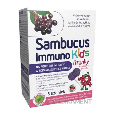 Sambucus Immuno Kids lízanky malinová príchuť 5 ks