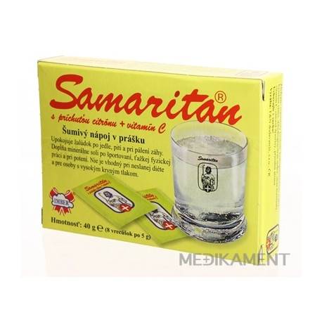 SAMARITAN s arómou citrónu + vitamín C šumivý nápoj v prášku vrecká 8 x 5 g 