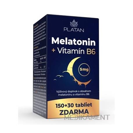 PLATAN Melatonín + Vitamín B6 tablety 180 ks