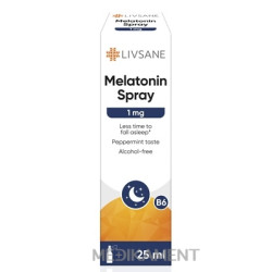 LIVSANE Melatonín 1 mg sprej s vitamínom B6 príchuť mäty 25 ml