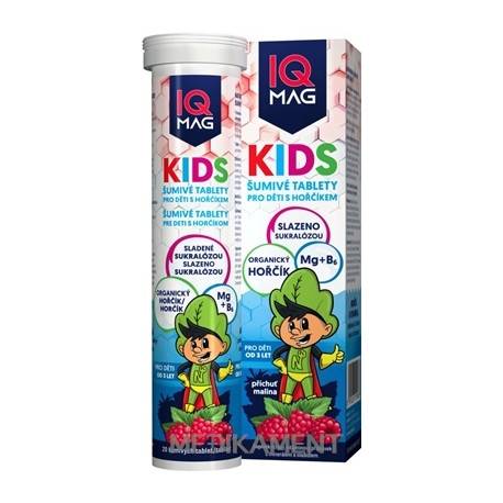 IQ MAG KIDS šumivé tablety pre deti s horčíkom s malinovou príchuťou 20 ks