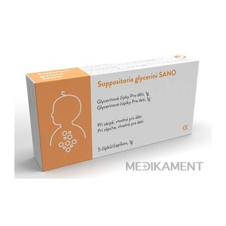 Suppositoria Glycerini SANO Pre deti 1g glycerínové čapíky 5 ks