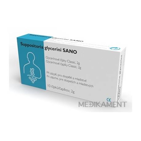Suppositoria Glycerini SANO Classic 2g glycerínové čapíky 10 ks