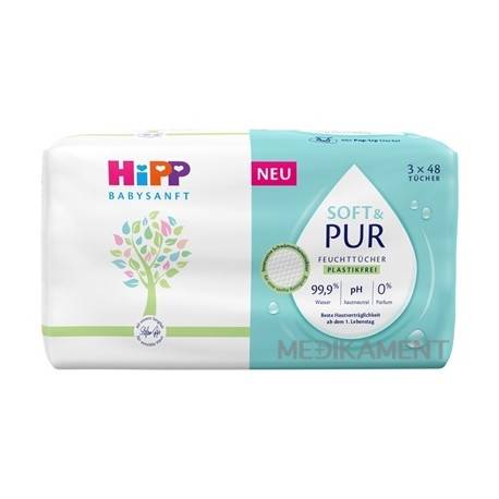 HiPP BabySANFT SOFT & PUR Čistiace vlhčené obrúsky 3 x 48 ks
