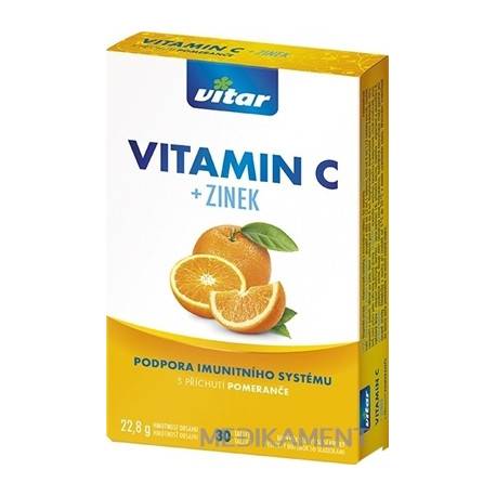 VITAR VITAMÍN C + ZINOK tbl oro s príchuťou pomaranč 1x30 ks