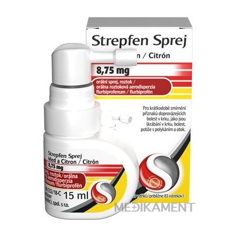 Strepfen Sprej Med a Citrón 8,75 mg aer ors (fľ.HDPE) 1x15 ml