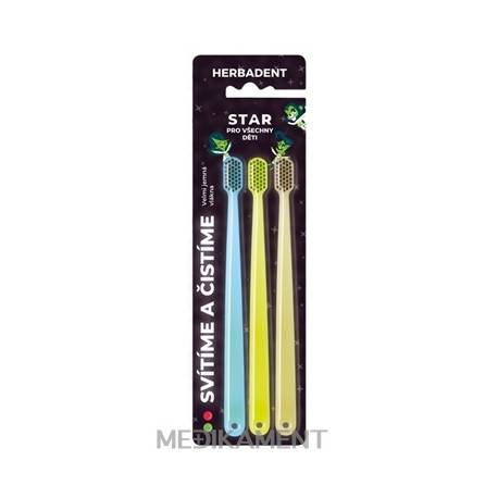 HERBADENT STAR svietiace zubné kefky pre deti blister 3 ks