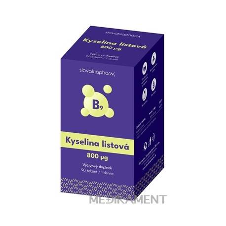 Slovakiapharm Kyselina listová 800 µg tablety 90 ks