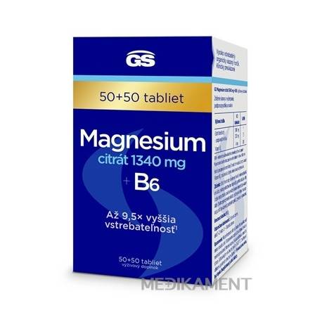 GS Magnesium citrát 1340 mg + B6 tablety 100 ks