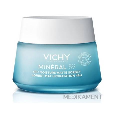VICHY MINERAL 89 48H MOISTURE MATTE SORBET gél pre zmiešanú až mastnú pleť 50 ml