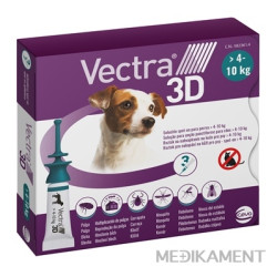 VECTRA 3D spot-on psy S 4–10 kg roztok na kožu aplikátor-modrozelený 3 x 1,6 ml