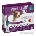 VECTRA 3D spot-on psy S 4–10 kg roztok na kožu aplikátor-modrozelený 3 x 1,6 ml
