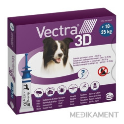 VECTRA 3D spot-on psy M 10–25 kg roztok na kožu aplikátor-modrý 3 x 3,6 ml
