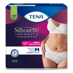 TENA Silhouette Plus Low Waist White M dámske naťahovacie inkontinenčné nohavičky 12 ks