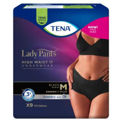 TENA Lady Pants Plus Black M čierne dámske naťahovacie inkontinenčné nohavičky 9 ks