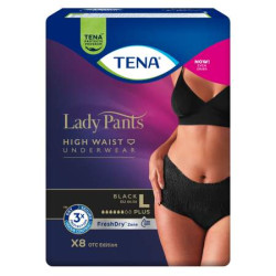 TENA Lady Pants Plus Black L čierne dámske naťahovacie inkontinenčné nohavičky 8 ks