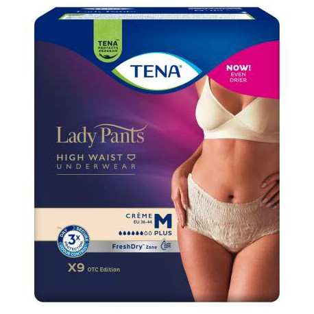 TENA Lady Pants Plus Creme M dámske naťahovacie inkontinenčné nohavičky krémové 9 ks