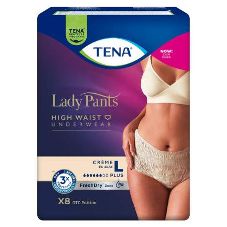 TENA Lady Pants Plus Creme L dámske naťahovacie inkontinenčné nohavičky krémové 8 ks