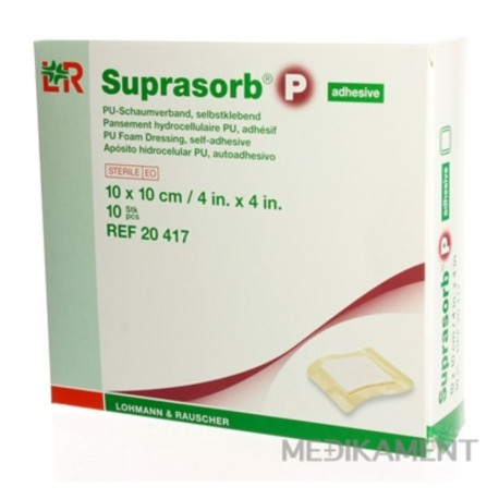 SUPRASORB P PU KRYTIE NA RANY penové polyuretánové samolepiace 10 x 10 cm 1 ks