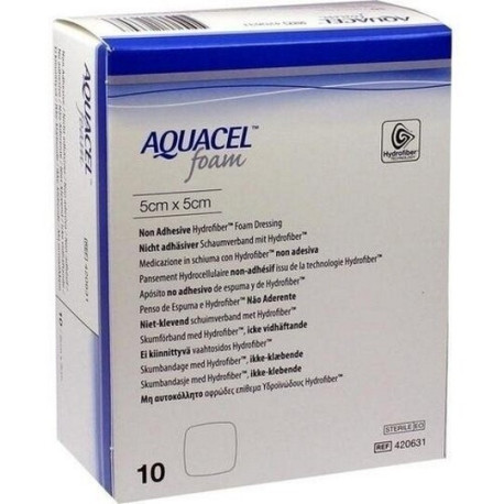 AQUACEL Foam Hydrofiber krytie na rany neadhezívne penové 5x5 cm 10 ks