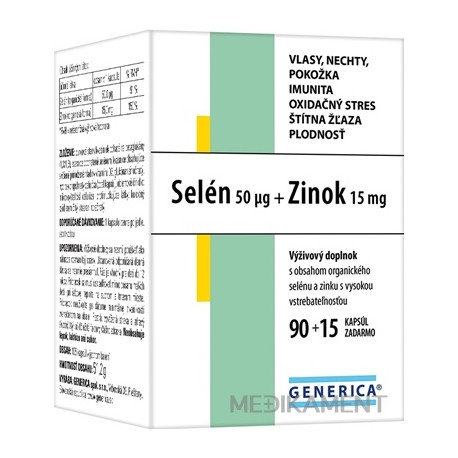 GENERICA Selén 50 µg + Zinok 15 mg kapsuly 105 ks
