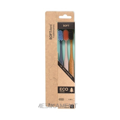 SOFTdent ECO zubná kefka SOFT 3 ks