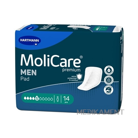 MoliCare Premium MEN PAD 5 kvapiek inkontinenčné vložky pre mužov savosť 906 ml 14 ks